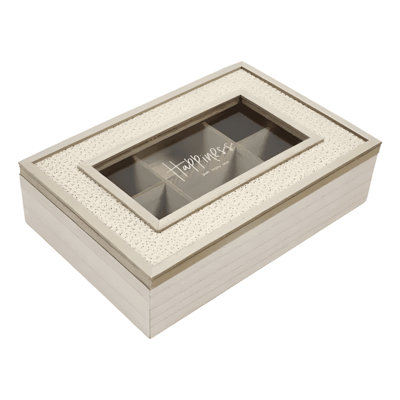 Caja porta té de madera 6 divisiones #6