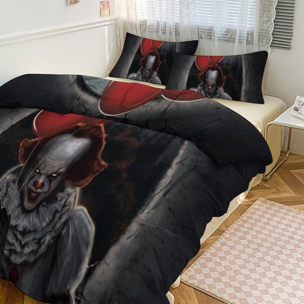 Pennywise Print Bedding Set Pattern Duvet Cove Set 3 Pieces 1 Quilt Cover And 2 Pillowcases for Women Men Teens