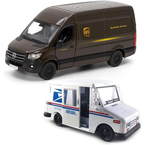 Camión KiNSMART UPS Sprinter y USPS Grumman LLV de 5 pulgadas, set de 2