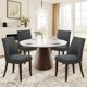 thumbnail image 1 of Juego de 4 sillas de comedor tapizadas COLAMY en gris oscuro con madera, 1 of 5