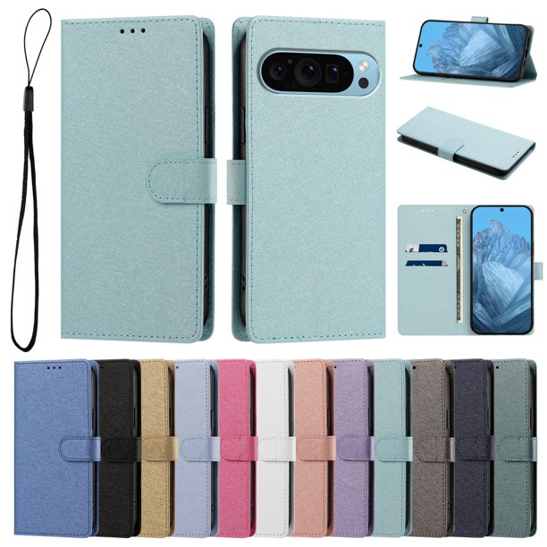 Cartera para Google Pixel 9/9 Pro 5G con Soporte y Correa, Verde Menta