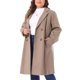 thumbnail image 4 of Abrigos largos de mujer talla grande de Agnes Orinda con solapa con muescas, abrigo de invierno de doble botonadura con bolsillos 3X marrón claro, 4 of 5