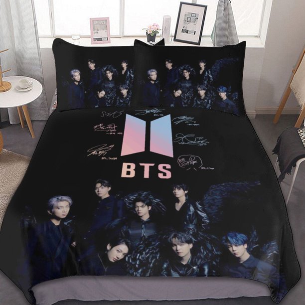 c48 Kpop BTS Duvet Cover Set 3-Piece Bedding Set Soft Warm And Comfortable Soft Bed Set with 1 Duvet Cover And 2 Pillowcases for Bedroom All Season 86"x70" j48