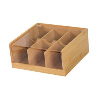 Magideal - Caja Organizadora De Té Bambú Con Compartimentos Múltiples Y Tapa Abatible Contenedor Para Bolsas De Té Y Café Organizador Para Encimera Suficiente Pa 6 Cuadrículas