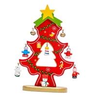 Magideal - Decoración De Mesa De De Navidad De Madera, Centro De Mesa, Artesanías Hechas A Mano, Decoración Navideña Para Estantería, Gabinete, Escritorio Rojo