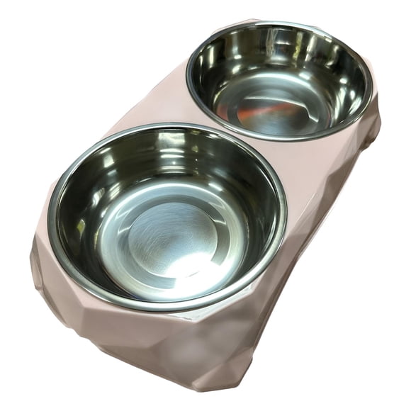 Plato Doble Para Mascotas Pequeñas Perros Y Gatos rosa