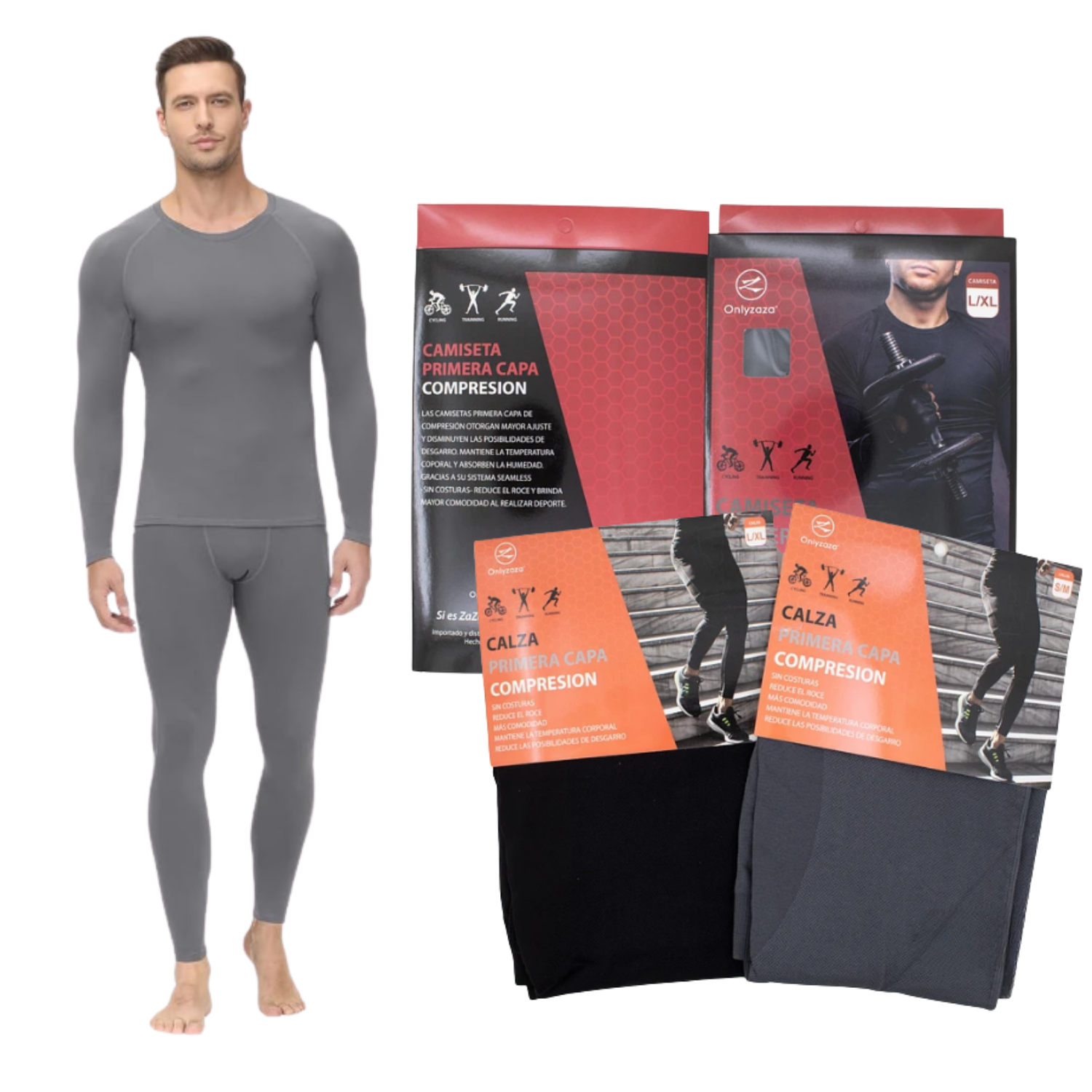 Genérico - Set Conjunto Primera Capa Hombre, Camiseta Y Calza Compresion Térmicos