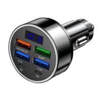 Bothyi - Cargador De Coche Con Salida Usb, 4 Puertos Usb + 2 Puertos Pd, Pantalla Digital Para Todoterrenos De 12 V Y 24 V