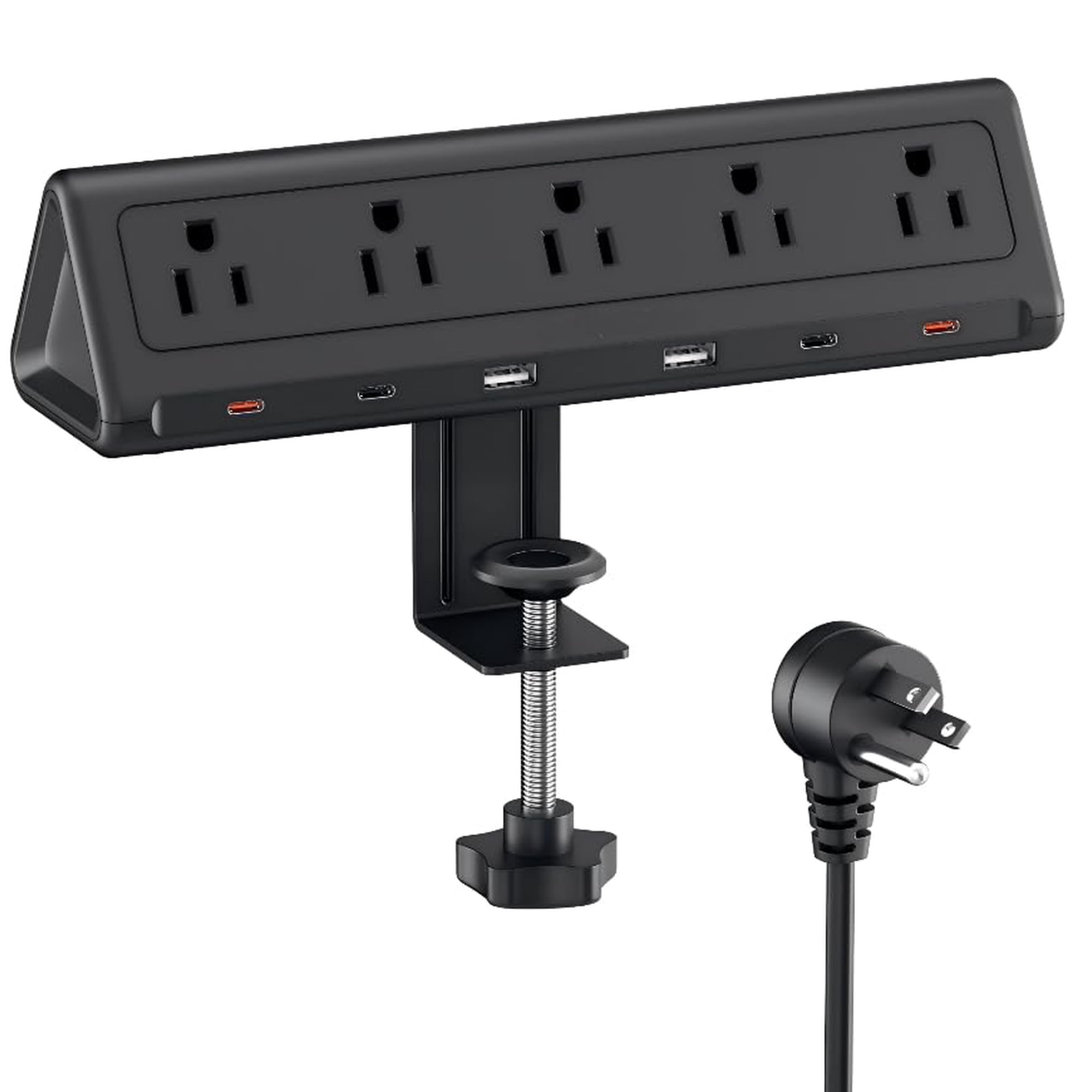 Abrazadera De Escritorio Power Strip Anntane De 6.5 Pies Con 5 Enchufes De Ca Y 6 Usb
