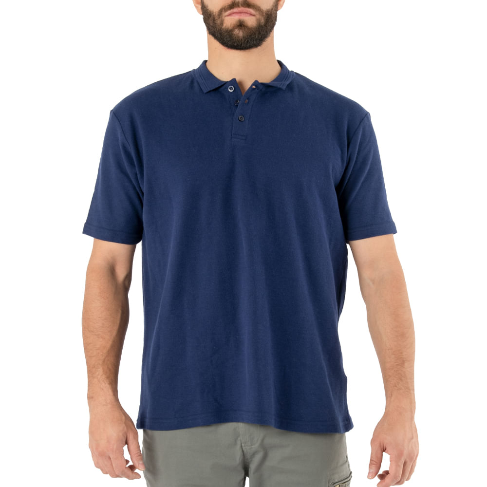 Polera Pique Quebec Manga Corta Azul Hombre