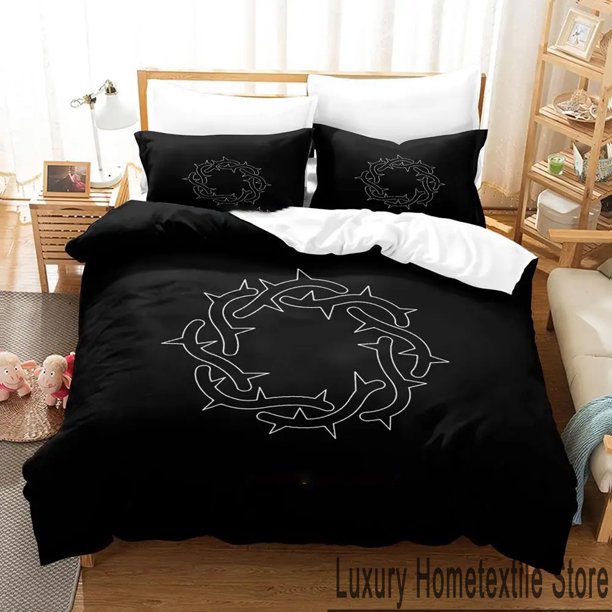 3D Print Bad Omens Bedding Set,Duvet Cover Comforter Bed Set Quilt Cover Pillowcase,King Queen Twin Size Boys Girls Adults