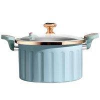 Magideal - Olla Para Sopa Cacerola De Vidrio 8L Utensilios De Cocina De Vidrio Resistentes Al Calor Hechos A Mano Con Tapa Y Asa Olla Para Estofado Olla De Cocci Azul