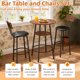 thumbnail image 2 of 3 Pieces Round Bar Table and Chairs Set, Small Dining Table for 2 with 2-Tier Storage & 2 PU Upholstered Bar Stools for Kitchen, Dining Room, Living Room, Bar, Cafe, Small Space Corner, Rustic Brown, 2 of 3