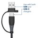 thumbnail image 2 of Cable USB-C Insignia 2 en 1 6AAA trenzado con adaptador USB, 2 of 3