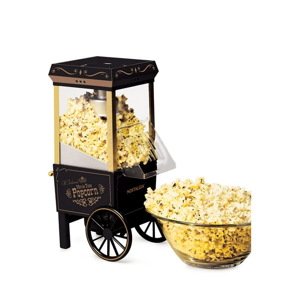 Popcorn Maker Nostalgia Vintage Hot-Air, 12 tazas, color negro