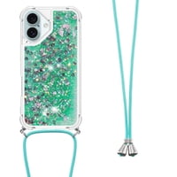Funda Foxdock Para Iphone 16 Plus Con Cuerda Ajustable, Brillo Líquido, Protección Antigolpes Y Lente – Ideal Para Regalo