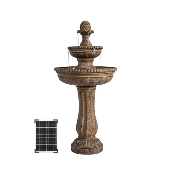 Fuente de agua solar XBrand de 99 cm, de 2 niveles, para exterior, de resina