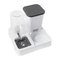 Magideal - Alimentador Automático De Mascotas 2 En 1 Alimentador Y Sujecket -Set -Container -Estación De Alimentación De La Conducción Y Espaciado Húmedo Para El Blanco Gris