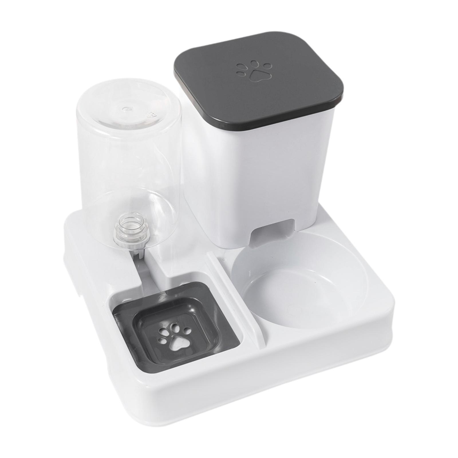 Magideal - Alimentador Automático De Mascotas 2 En 1 Alimentador Y Sujecket -Set -Container -Estación De Alimentación De La Conducción Y Espaciado Húmedo Para El Blanco Gris