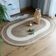 thumbnail image 4 of Alfombra De Yute Rustica Ovalada Natural Con Franja Blanca S, 4 of 5