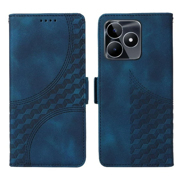 Carcasa FOXDOCK Realme C51 de cuero PU, diseño acolchado clásico, protección contra caídas y rayones