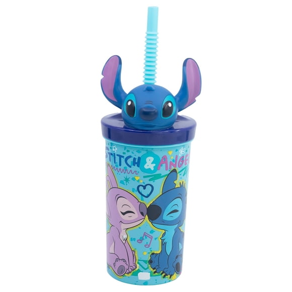 Vaso Con Bombilla Y Figura 3D 360ML Stitch Plástico Multicolor 1 Piezas