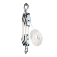 Ioensy - Polea De Polipasto De Cuerda Polea De Cuerda Sistema De Aparejos Y Bloque De Ruedas De Polipasto Polea De Elevación 3 Ruedas 15M Blanco