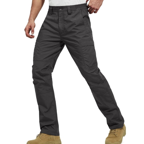 Pantalones cargo FREE SOLDIER resistentes al agua para hombre, color gris, 34 W/32 L