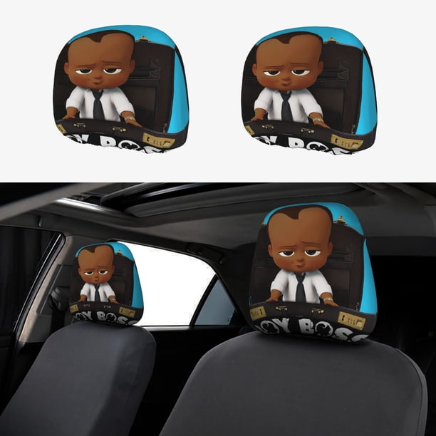 Boss Baby: Niño de África Funda Protectora Universal para Reposacabezas de Coche, Funda Elástica para Reposacabezas de Asiento de Auto, Funda de Tela Antipolvo, Accesorios de Interior 2 Piezas