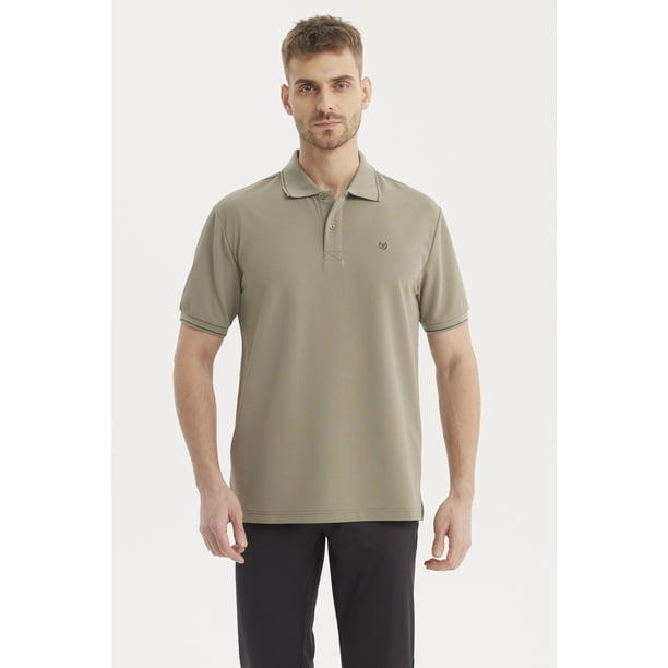 Polera Hombre Slim Cuello Camisero Verde
