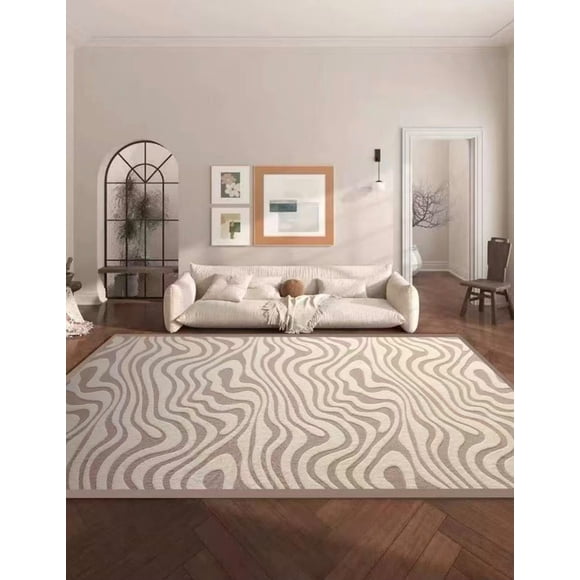 Alfombra Decorativa con Relieve 3D Diseño Ondulado Medidas 150 x 200 cm Color  Beige 40