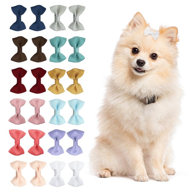 Uxcell Lazos Lindos para el Pelo de Perro, Lazo Pequeño de 1.6" con Clips, Barrettes para el Pelo, Accesorios de Disfraz para el Aseo de Mascotas