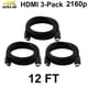 thumbnail image 2 of Paquete de 5 cables digitales HDMI 4K 1.4 de PVC negro, cable universal de SatelliteSale, 3.65 metros, 2 of 2