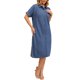 thumbnail image 2 of INSPIRE CHIC Vestido Camisero de Mezclilla para Mujer Regreso a Clases Manga Corta Botones Casual Vestido Midi Azul S, 2 of 6