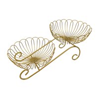 Bothyi - Cesta De Fruta De Metal De 2 Niveles, Soporte De Fruta De Hierro Forjado Que Ahorra Espacio, Cuenco Para Servir Dorado