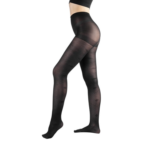 Panty negra 70 denier diseño 8 geométrico S-M negro