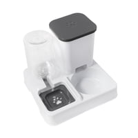 Ioensy - Comedero Automático Para Perros Y Gatos Con Base Antideslizante Y Bordes Lisos, Cuenco Doble Para Conejos, Color Gris Y Blanco.