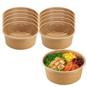 Disparo - Set 50 Envase Ensalada 600Ml Beige Desechable Comida Kraft