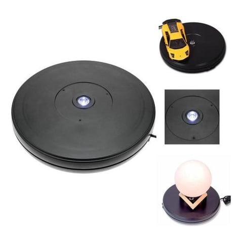 Genérica - Base Giratoria De Fotografía O Exhibición 360° Con Led Negro