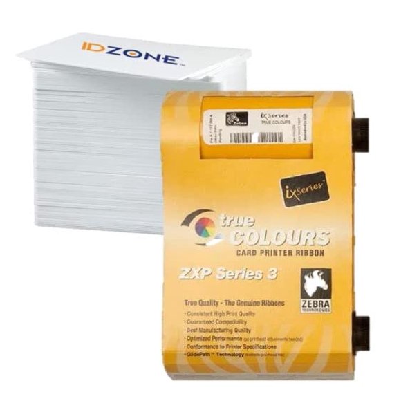 Cinta YMCKO Zebra ID Zone con 500 tarjetas de PVC