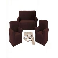 Genérico - Set De Fundas De Sofa Cuadrille 3+1+1 Color Marron