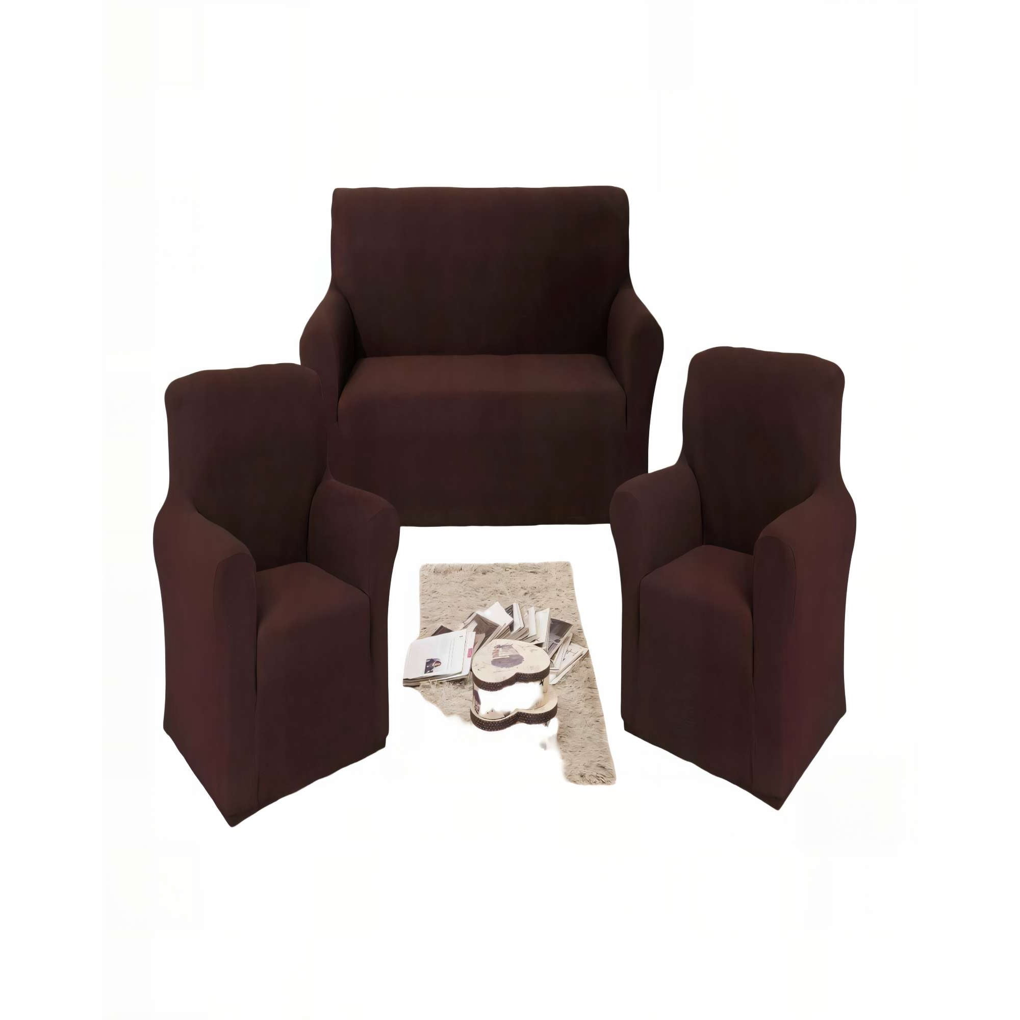 Genérico - Juego De Fundas De Sofa Cuadrille 3+1+1 Color Marron