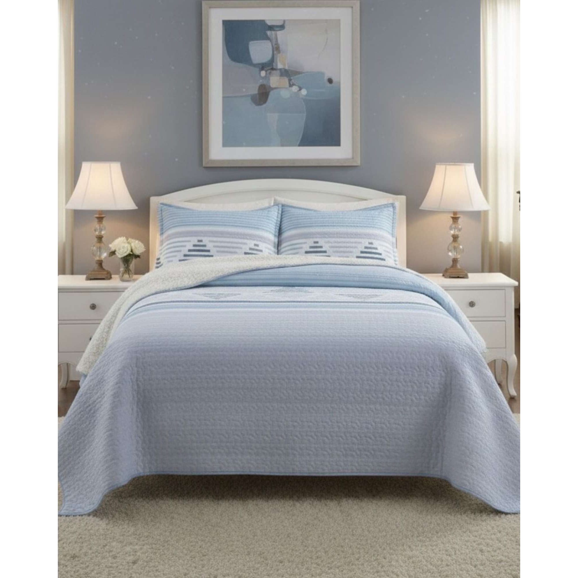 Myl Todo Hogar - Cubrecama Quilt Con Sherpa 2 Plaza 230 Cm X 250 Cm