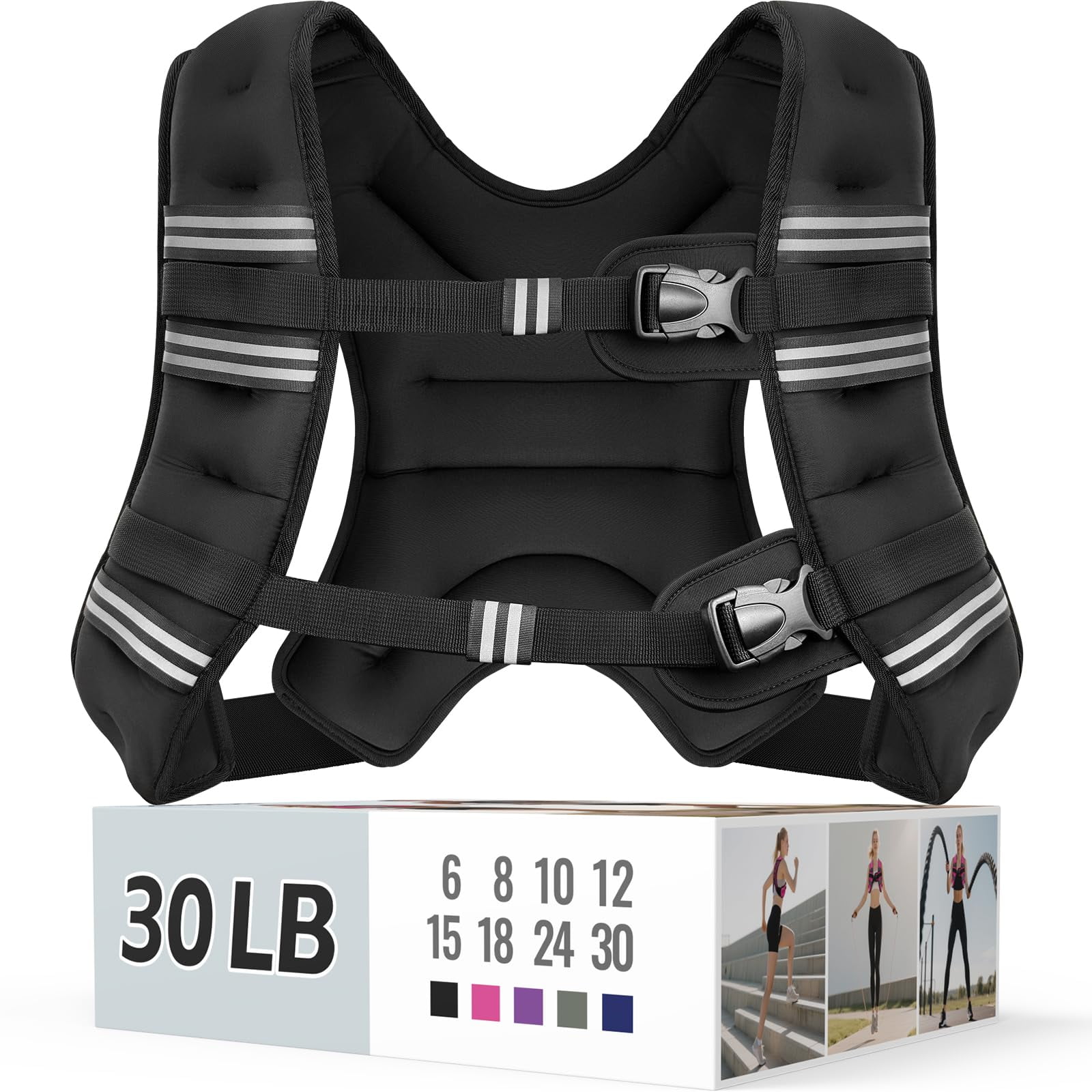 Chaleco Pesado Zeerun De 13,6 Kg Para Mujeres Y Hombres, 30 Libras, Negro