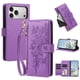 thumbnail image 1 of Funda Billetera Floral en Relieve iphone17 pro con Tarjetero y Cremallera Morado, 1 of 6