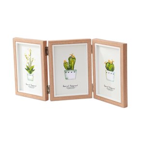 Bothyi - Marco De Fotos Plegable De Madera De 4X6 Para Entrada De Mesa, Sala De Estar, Marrón, Triple Pliegue