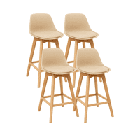 Habita2 Chile - Pack 4 Taburetes O Pisos Terry Base Madera 61 Cm Beige