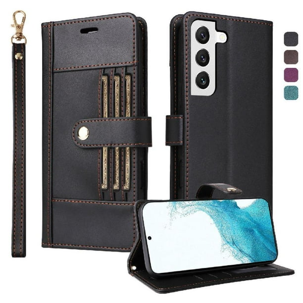 FOXDOCK Funda tipo Cartera para Samsung Galaxy S21 Plus – Cubierta de Cuero PU con Múltiples Ranuras, Bolsillo para Efectivo y Correa de Muñeca