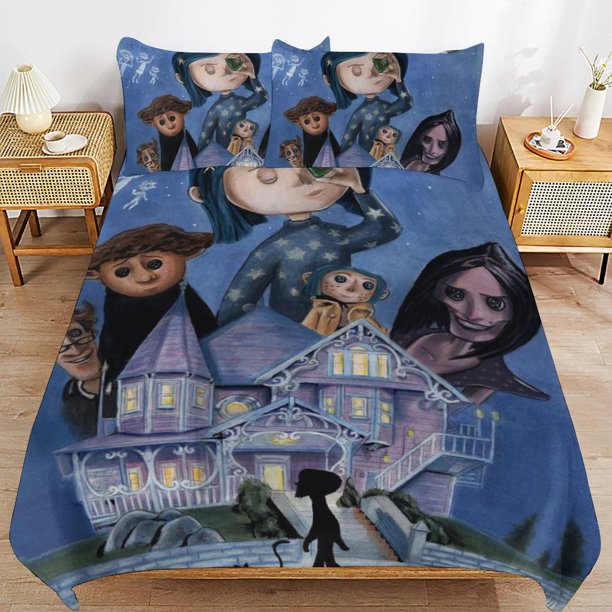 Coraline Duvet Cover Set 3 Piece Bedding Set Double Sided Printing Decorative Comforter Cover Set