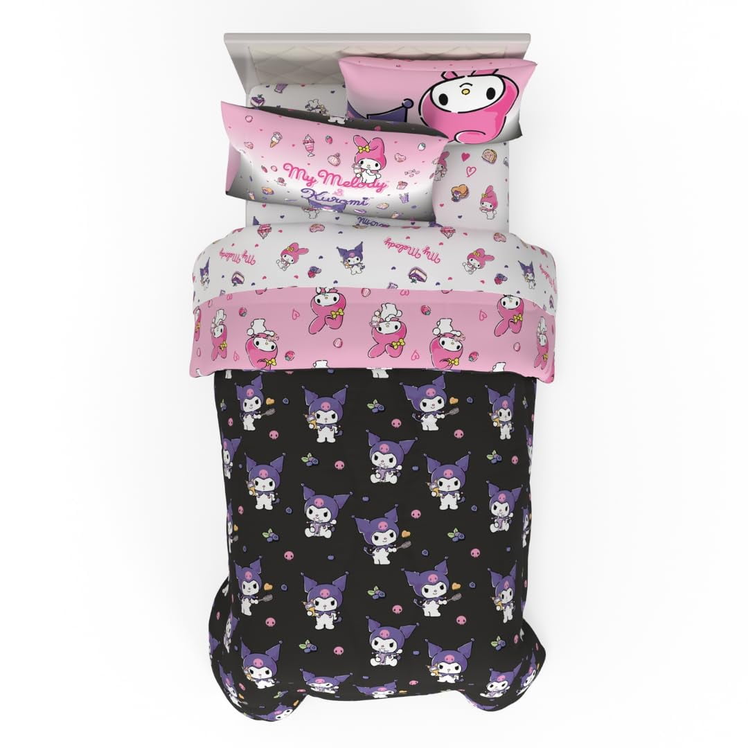 Juego De Sábanas Franco Sanrio Kuromi & My Melody, Talla Doble